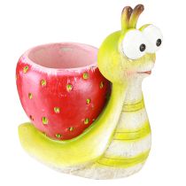 Article Pot de fleurs décoratif escargot fraise céramique vert rouge 15,5 cm