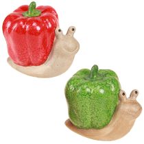 Article Escargots déco céramique poivre rouge vert H10cm 2 pcs