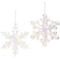 Article Flocons de neige décoratifs décoration hivernale irisée Ø14–15cm 2pcs