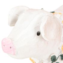 Article Cochon décoratif avec bottes en caoutchouc – Figurine de ferme amusante avec couronne de fleurs 15,5 cm 2 pièces