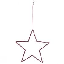 Article ensemble de 8 étoiles suspendues décoratives Ø18cm couleur baie avec paillettes