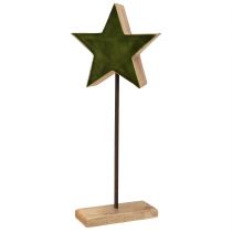 Article Étoile décorative en bois sur socle en bâton vert marron 20x9,5x50cm