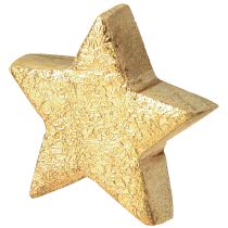 Article Étoiles décoratives en bois de manguier naturel doré Ø5cm 12 pcs