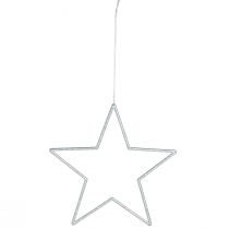 Article étoiles décoratives argentées avec paillettes 18 cm, lot de 8