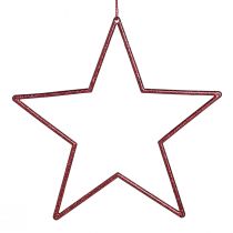 Article Étoiles décoratives avec étoiles rouges pailletées à suspendre 18cm 8 pcs