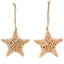 Article Étoiles décoratives en bois et ficelle de chanvre 7,5 cm ensemble de 8