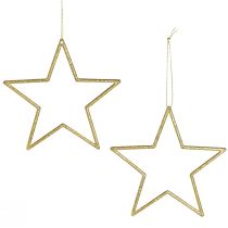 Article Étoiles décoratives pour décorations d&#39;arbre suspendues or Ø12cm 12 pcs