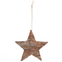 Article étoiles décoratives en écorce de pin à suspendre 15 cm naturel set de 4