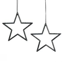 Article Étoiles déco à suspendre paillettes noires Ø7,5cm 40 pcs