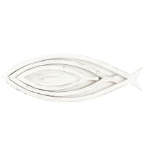 Article Plateau Décoratif Bois Poisson Blanc Naturel L30/40/50cm Lot de 3