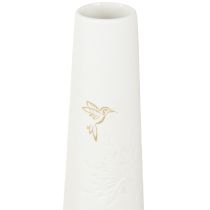 Article Plateau Décoratif Bois Mini Vases Céramique Blanc Or 35x14cm