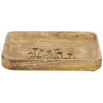 Article Plateau décoratif en bois de manguier à motif floral, 20 × 15,5 cm