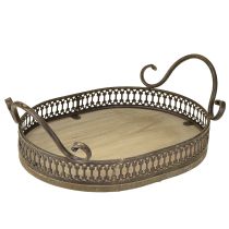 Article Plateau décoratif ovale 23 cm x 17,5 cm x 7,5 cm marron
