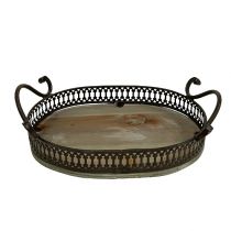 Article Plateau décoratif ovale 23cm x 17,5cm x 7,5cm marron