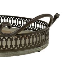 Article Plateau décoratif ovale 23cm x 17,5cm x 7,5cm marron