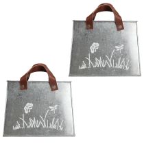 Article Sac décoratif, argenté, blanc, marron, métal, pot de fleurs, L22cm, 2 pièces
