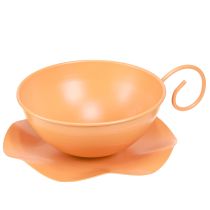 Article Tasse décorative Ø16cm H9cm avec plaque décoration métal orange 2pcs