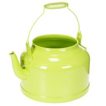 Article Théière décorative en métal, vert pomme - pot de fleurs - Ø 20 cm H 15 cm - décoration de jardin polyvalente et idée cadeau
