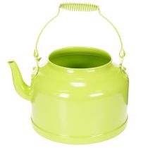 Article Théière décorative en métal, vert pomme - pot de fleurs - Ø 20 cm H 15 cm - décoration de jardin polyvalente et idée cadeau
