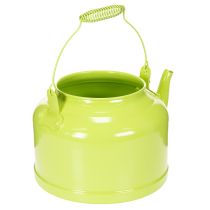 Article Théière décorative en métal, vert pomme - pot de fleurs - Ø 20 cm H 15 cm - décoration de jardin polyvalente et idée cadeau