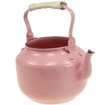 Jardinière théière déco métal vieux rose Ø8.6cm H16cm