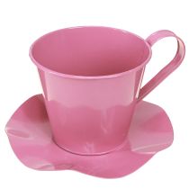 Article Tasse à thé décorative tasse en métal avec assiette rose Ø12 H10cm 8 pcs