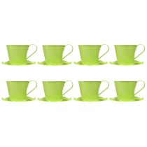 Article Tasse à thé déco métal avec assiette vert clair Ø12 H10cm 8 pcs