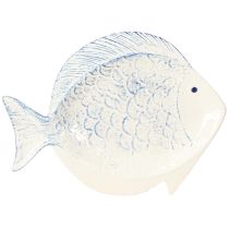 Article Assiette décorative poisson en céramique décoration de table bleu blanc 30×22cm