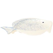 Article Assiette décorative poisson en céramique décoration de table bleu blanc 30×22cm