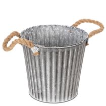 Article Pot décoratif pour plantation, pot en métal avec anses, décoration en métal style shabby chic Ø 21,5 cm