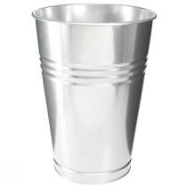 Article Vase décoratif métal conique haut vase argent H34cm vase 11L