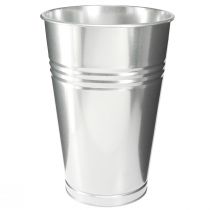 Article Vase décoratif métal conique grand vase argenté H38,5cm 14,5L