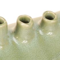Article Vase décoratif en céramique en forme de bateau, vert clair, 23 x 8,5 x 11 cm
