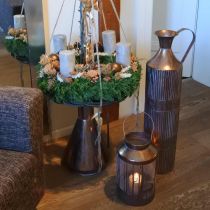 Vase déco vintage cruche décorative en métal couleur cuivre Ø26cm H58cm