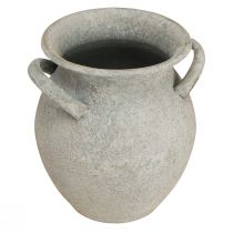Article Vase décoratif avec anses jardinière vintage métal gris H13cm