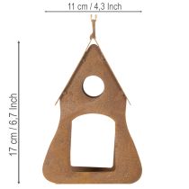 Article Nichoir suspendu décoratif, nichoir décoratif couleur rouille, 17,5 cm
