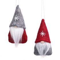 Article Nain décoratif décorations d&#39;arbre de Noël feutre rouge gris 5×9cm 6 pcs