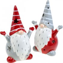 Article Déco Gnome Photophore Noël H18cm 2pcs