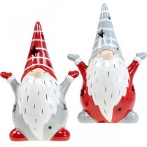 Article Déco Gnome Photophore Noël H18cm 2pcs