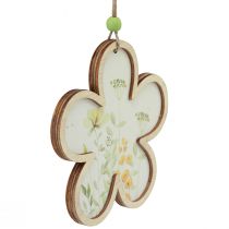 Article Pendentif décoratif en bois fleur coeur motif fleurs 12cm 6 pcs