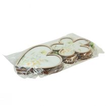 Article Pendentif décoratif en bois fleur coeur motif fleurs 12cm 6 pcs