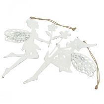 Article Elfes décoratifs décoration de fenêtre ressort métal blanc H20cm 4 pièces