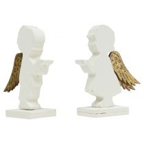 Article Deco Angel blanc avec ailes dorées 8,5cm 8pcs