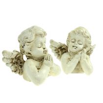 Article Figurine ange en prière Déco pour cimetière Crème 9cm 8 pcs