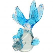 Poisson décoratif en verre limpide, bleu 15 cm
