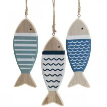 Article Déco poisson, décoration poisson en bois, pendentif poisson bois 15cm 3pcs