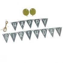 Article Guirlande décorative de chaîne de fanions d&#39;anniversaire en feutre gris vert 300cm
