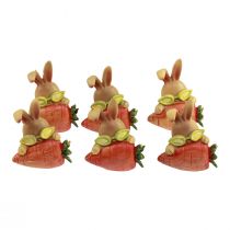 Article Lapin décoratif avec carotte Figurines décoratives lapin de Pâques H5,5 cm 6pcs