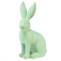 Article Lapin décoratif assis vert pastel doré craquelé vintage 23,5cm