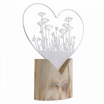 Article Coeur déco voyageur debout métal bois blanc déco printanière H31cm